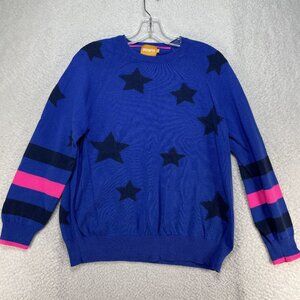 Brodie Wispr Silk Cotton Blend Womens Size Medium Blue Black Pink Sweater